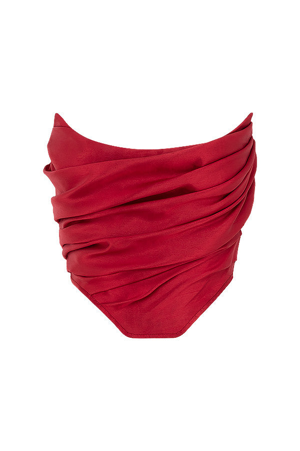 Elegant Rood Gedrapeerd Taft Korset