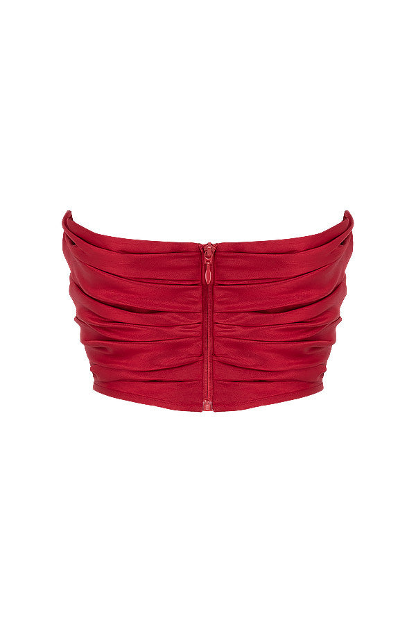 Elegant Rood Gedrapeerd Taft Korset