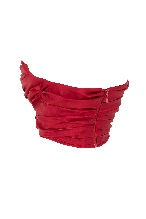 Elegant Rood Gedrapeerd Taft Korset