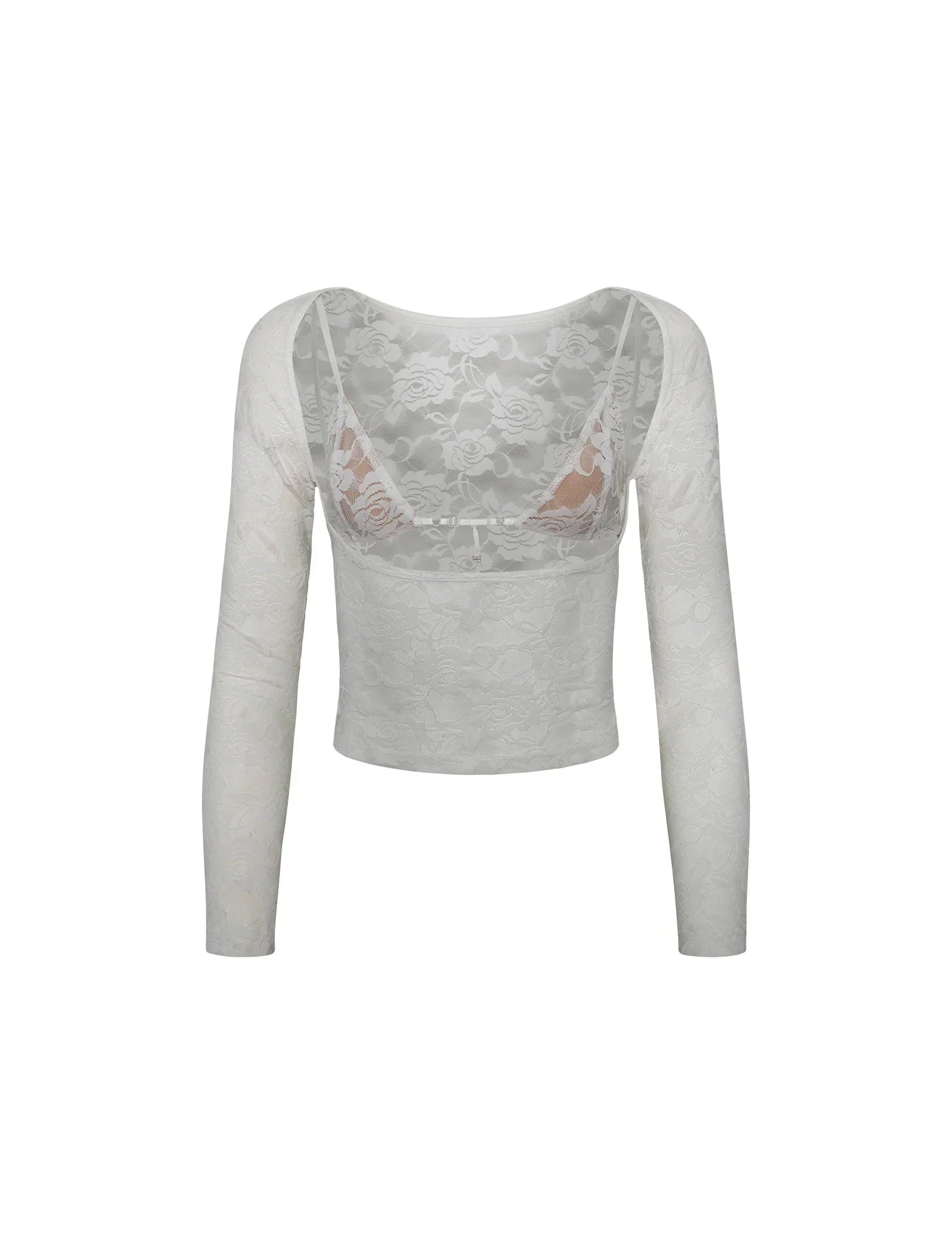 Elegante Doorschijnende kanten top met bloemenpatroon