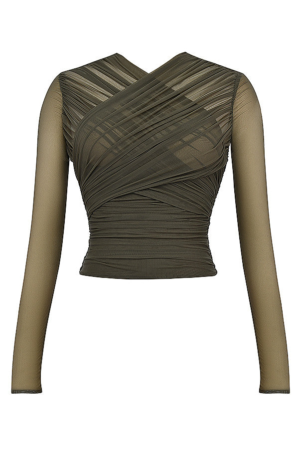 Elegante Mesh Top met Lange Mouwen