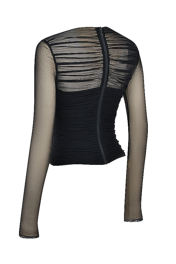 Elegante Mesh Top met Lange Mouwen