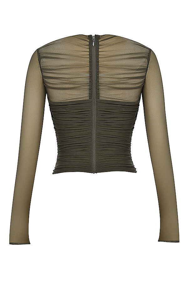 Elegante Mesh Top met Lange Mouwen