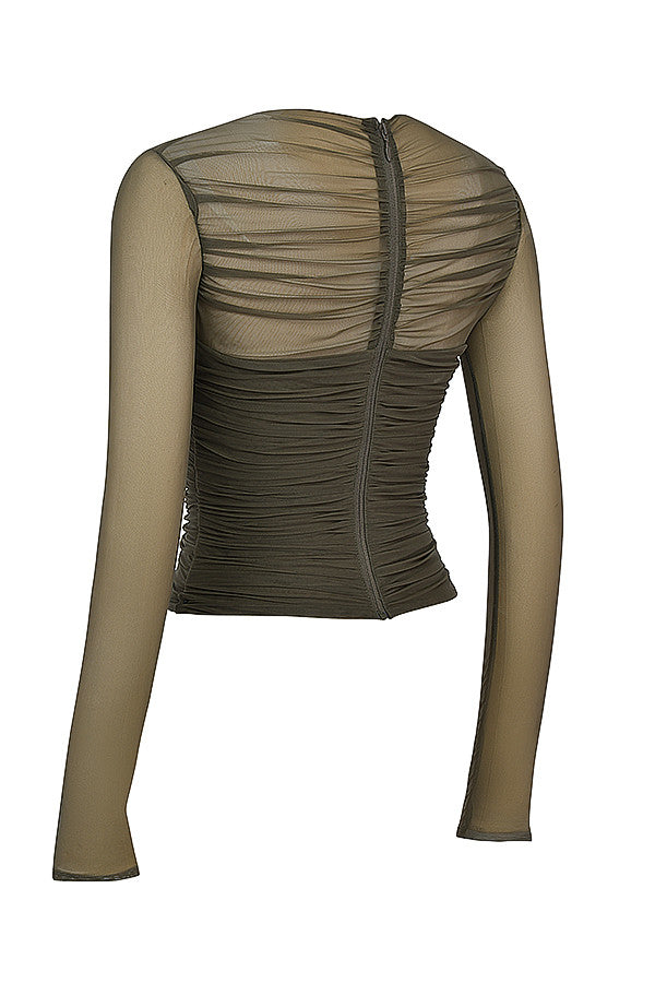 Elegante Mesh Top met Lange Mouwen