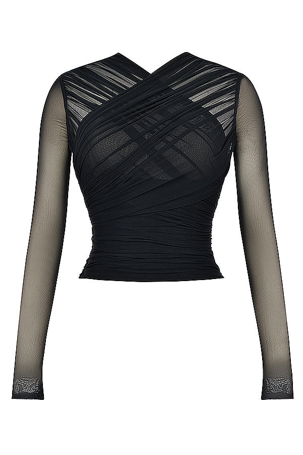 Elegante Mesh Top met Lange Mouwen