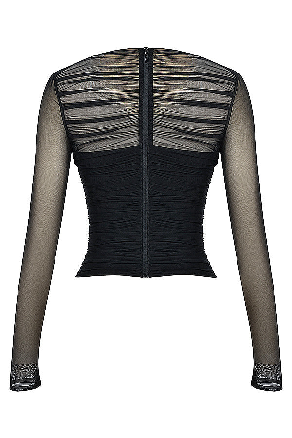 Elegante Mesh Top met Lange Mouwen