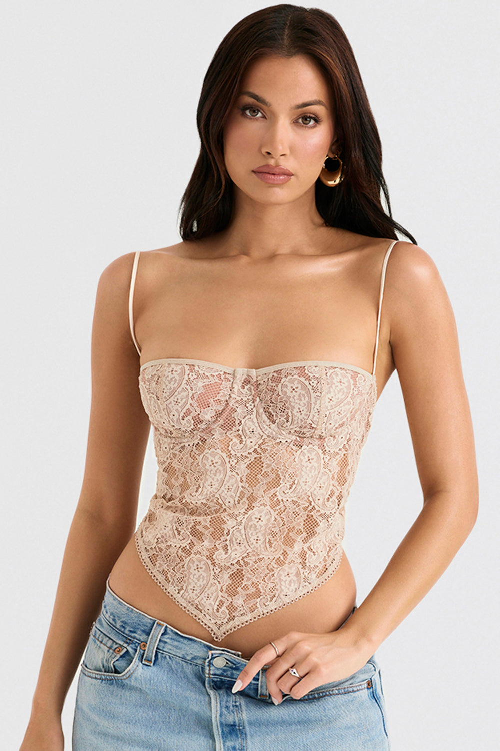 Elegante kanten bustier-top met verfijnde details