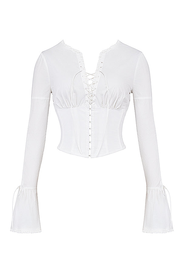 Elegante top met veterdetails