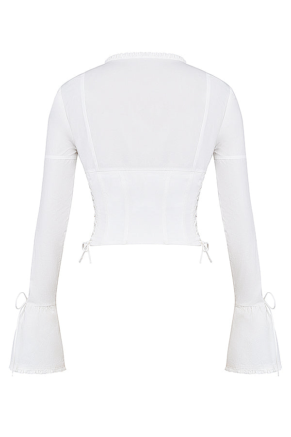 Elegante top met veterdetails