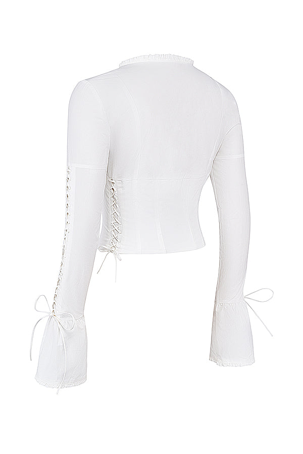 Elegante top met veterdetails