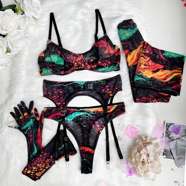 Poppy | 5-Delige Tie Dye Lingerie Set