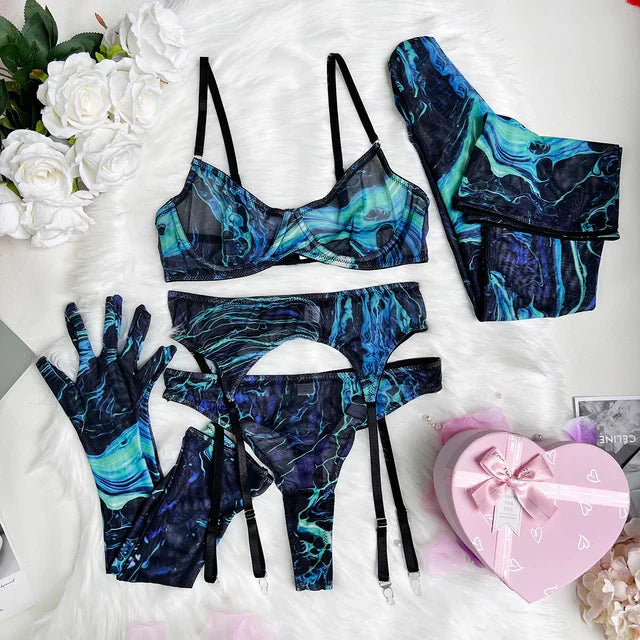 Poppy | 5-Delige Tie Dye Lingerie Set