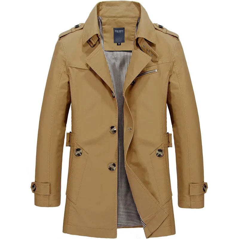 Heren Trenchcoat - Dubbel Gerijgd - Getailleerd Met Ceintuur - Waterafstotend & Gevoerd
