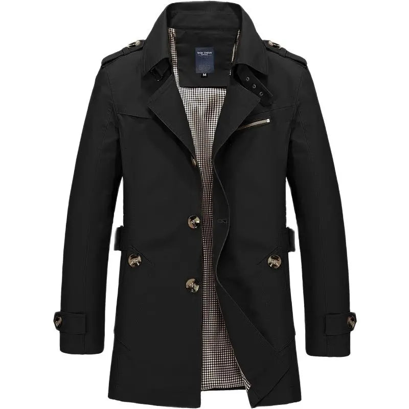 Men's Trenchcoat - Double-Breasted - Fitted With Belt - Water-Repellent & Lined