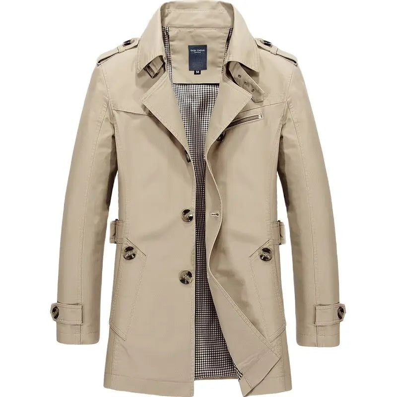 Men's Trenchcoat - Double-Breasted - Fitted With Belt - Water-Repellent & Lined