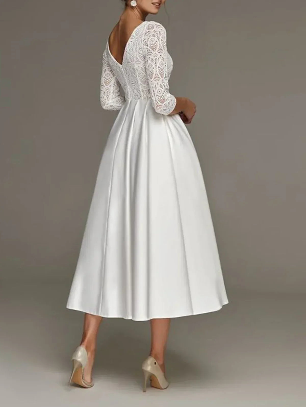 Vintage kanten jurk - elegante witte dames avondjurk