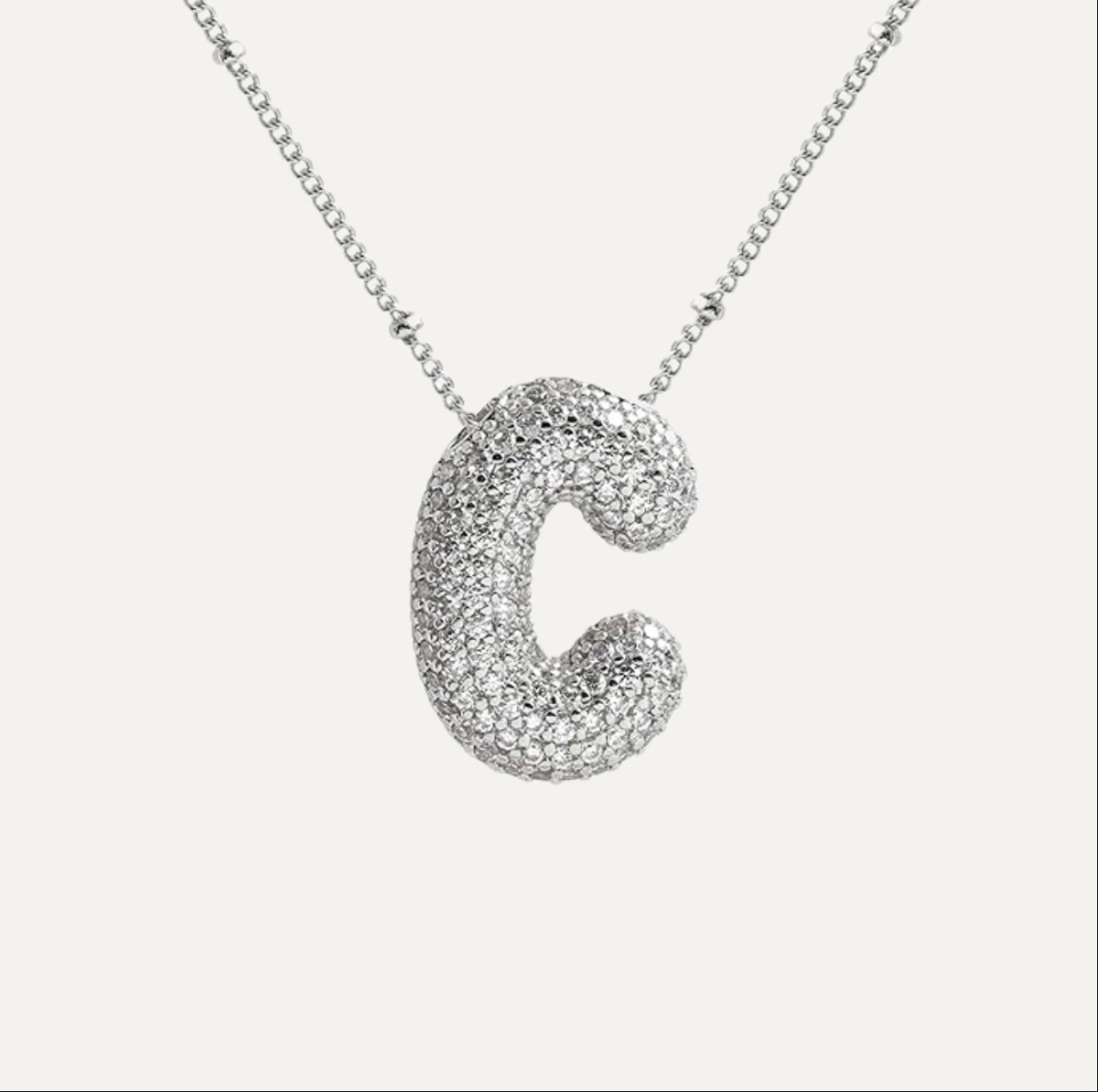 Diamond Bubble Initial Necklace