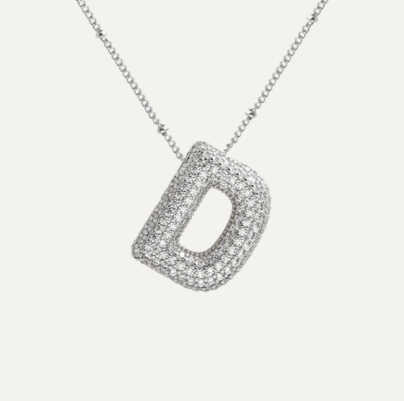 Diamond Bubble Initial Necklace