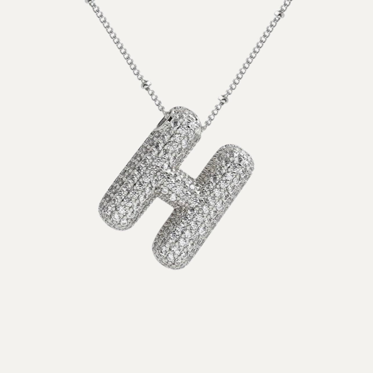 Diamond Bubble Initial Necklace