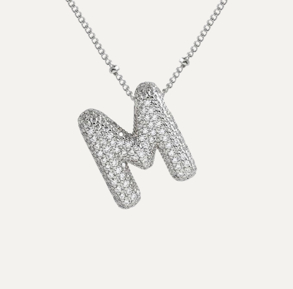 Diamond Bubble Initial Necklace