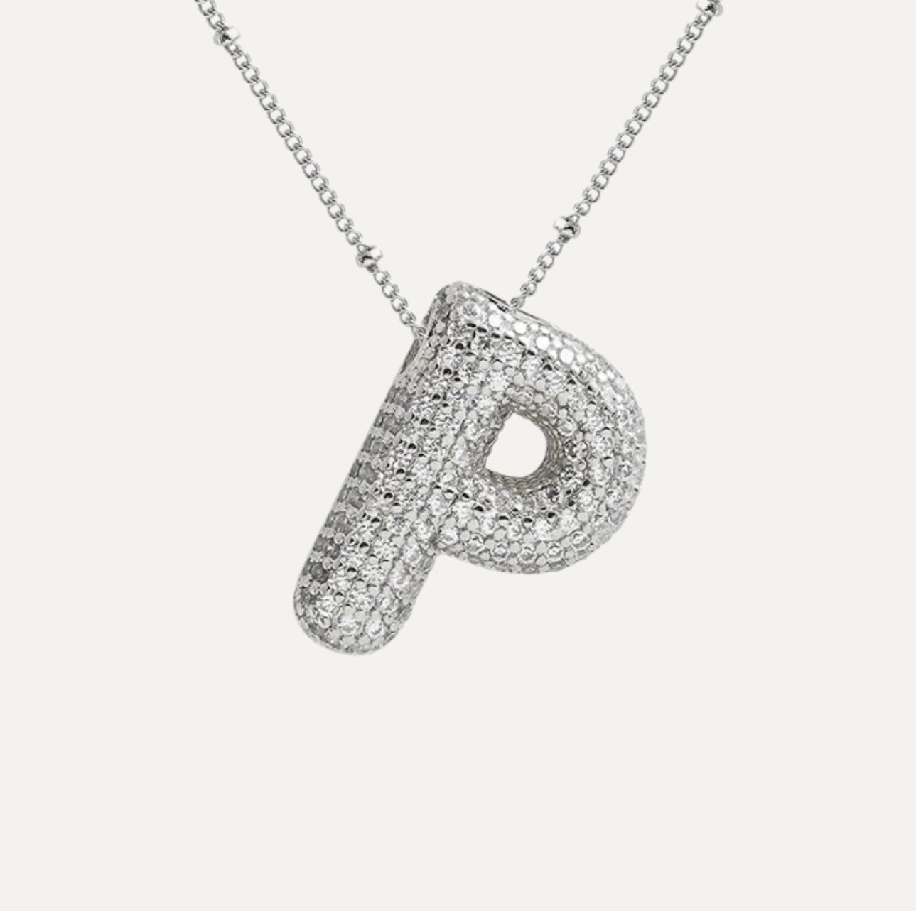 Diamond Bubble Initial Necklace