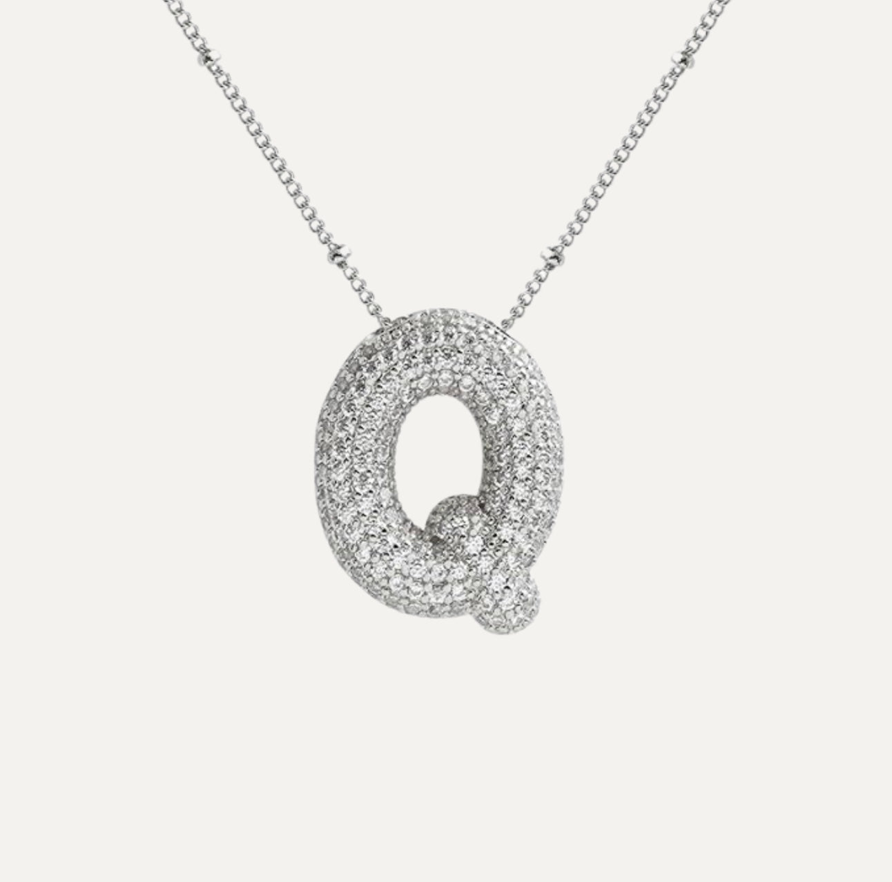 Diamond Bubble Initial Necklace