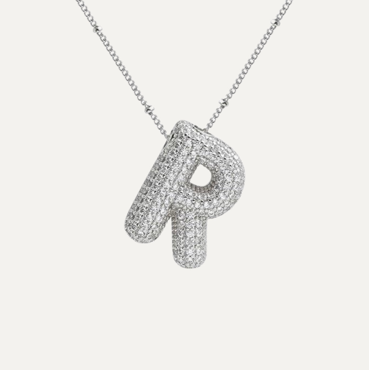 Diamond Bubble Initial Necklace