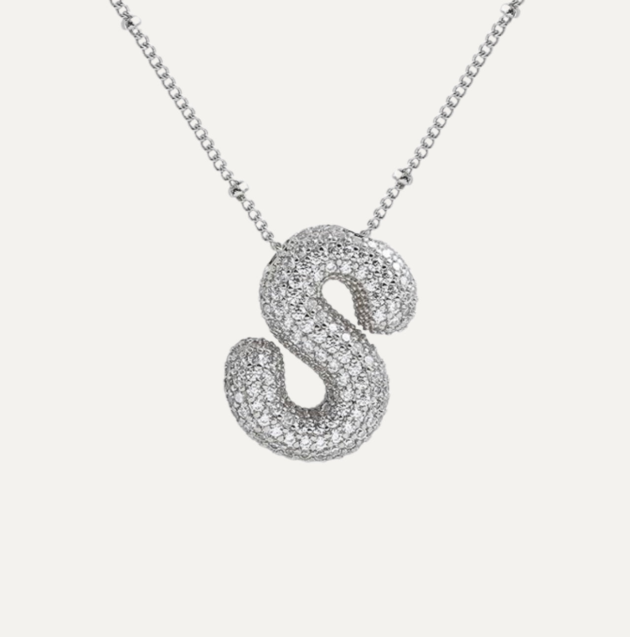 Diamond Bubble Initial Necklace