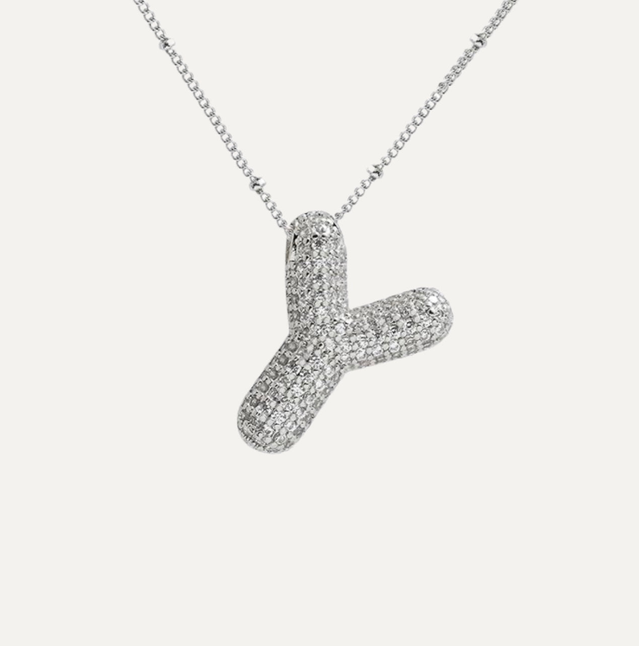 Diamond Bubble Initial Necklace