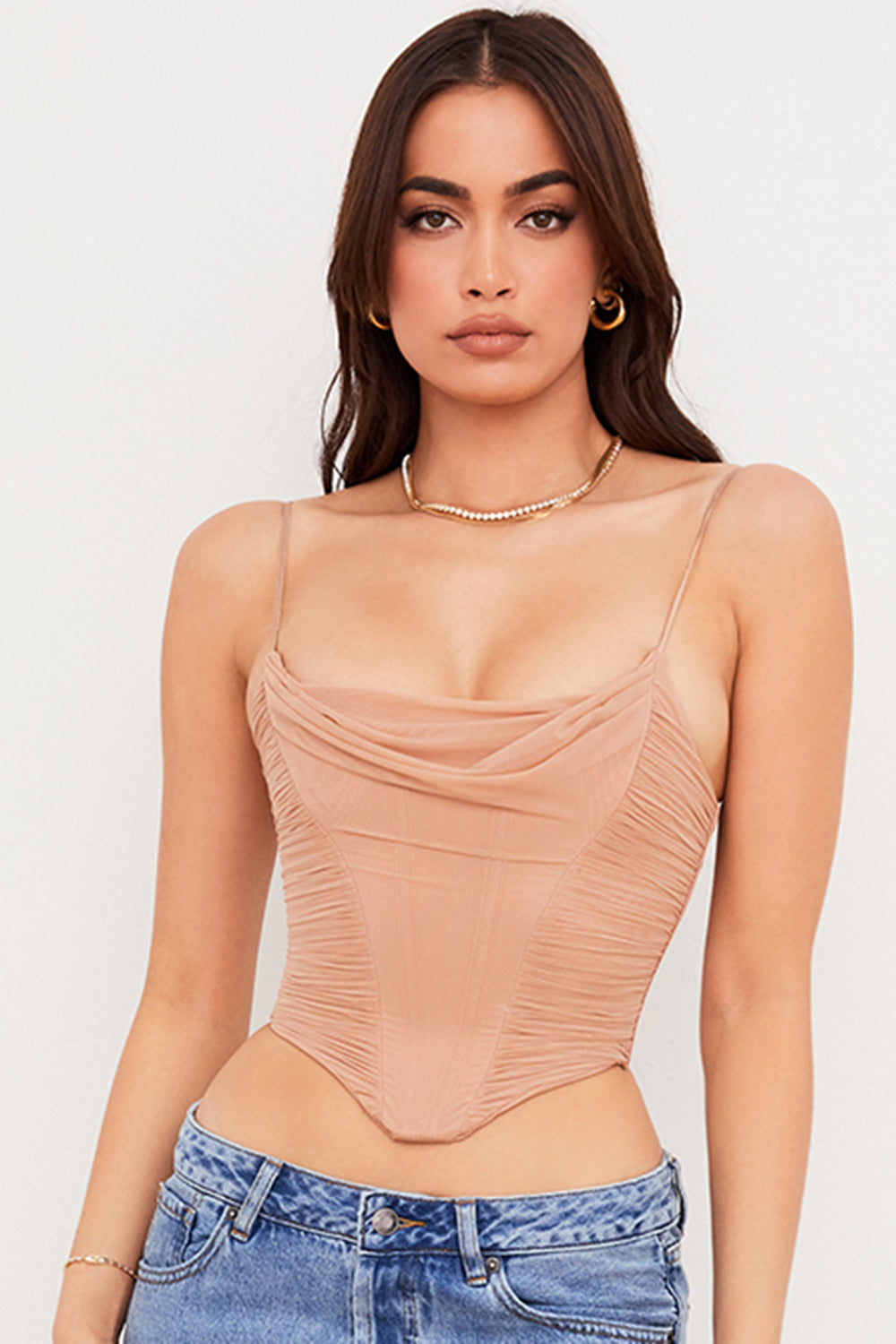 Gedrapeerd Mesh Korset