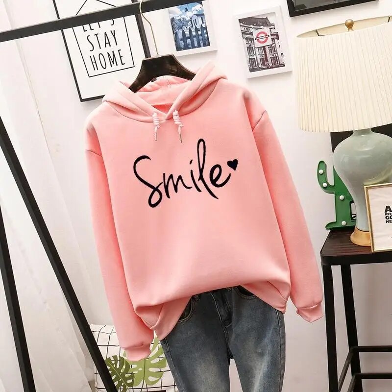 Samy - Leuke Hoodie met "Smile" Graphic voor Dames | Ideaal voor Herfst/Winter