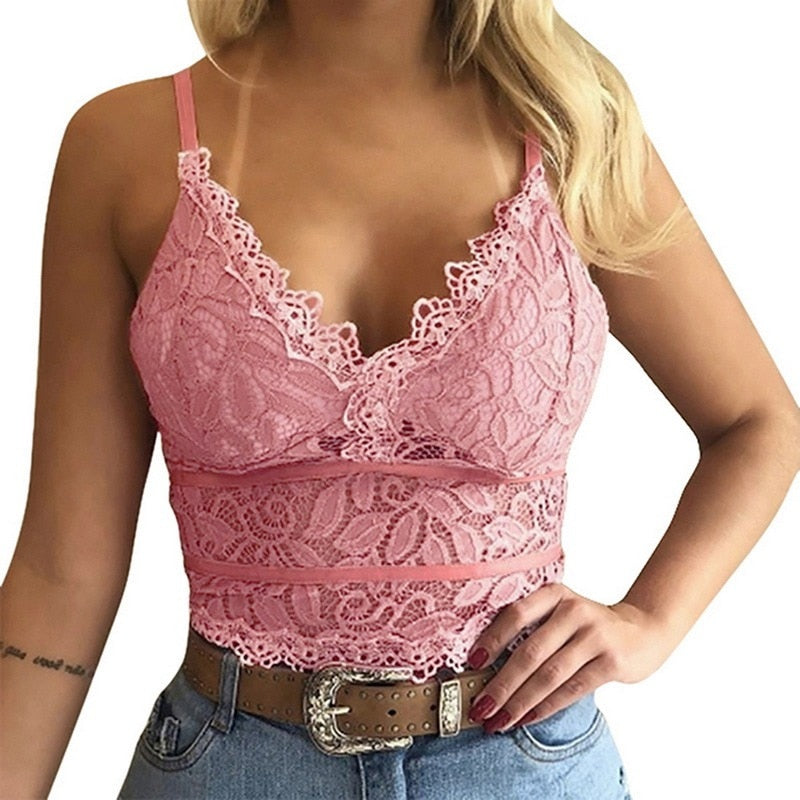 Kanten Top – Elegante V-hals Blouse met Bloemenpatroon