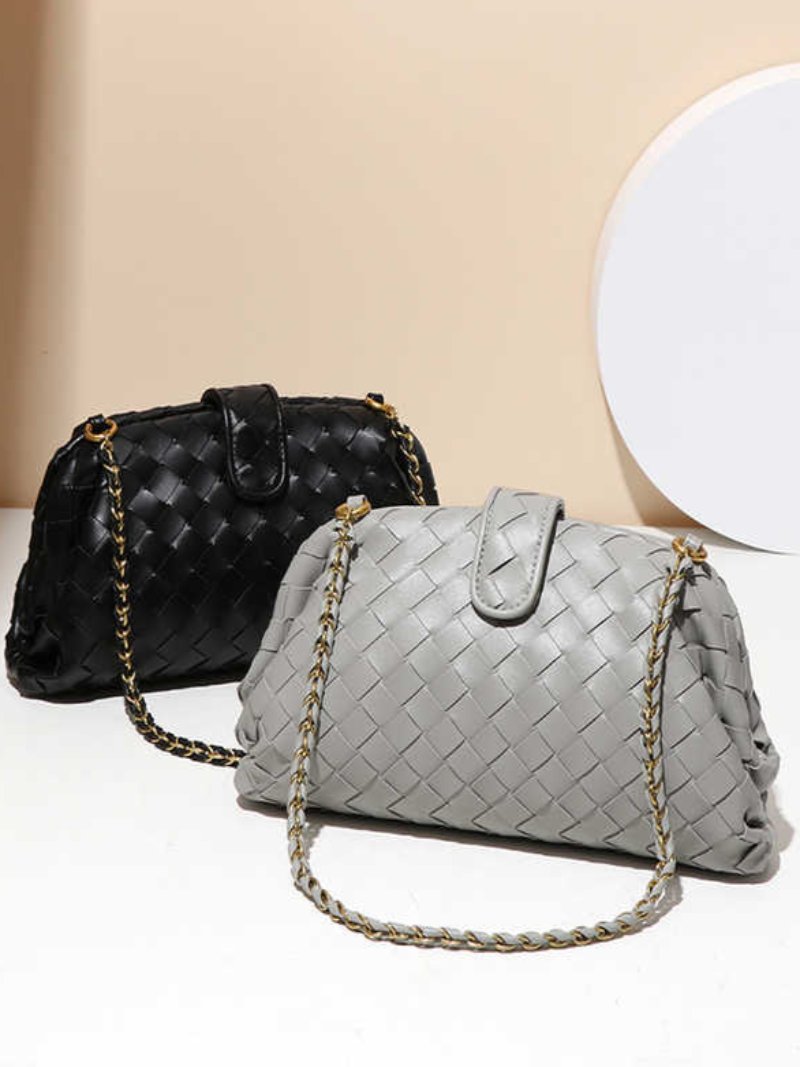 Geweven schoudertas voor dames - leren en elegante tas