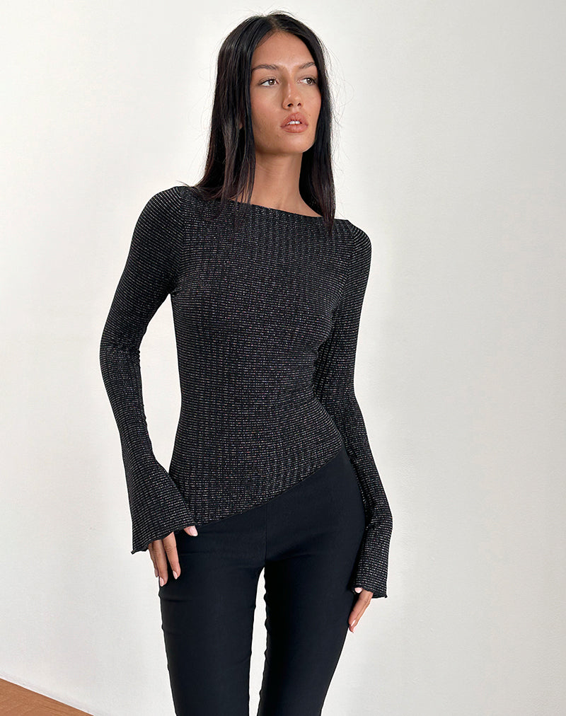 Elvaya - Elegante long sleeve top met metallic touch