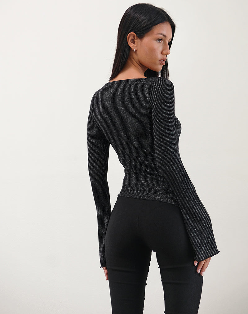 Elvaya - Elegante long sleeve top met metallic touch