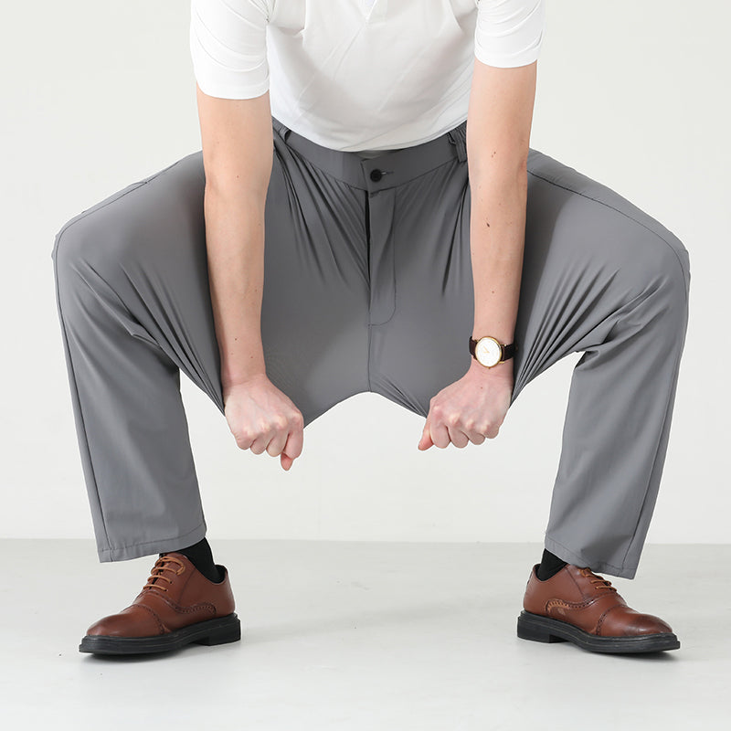 Thomas Stretch Straight Fit Pants | Button Closure Side Pockets Pants