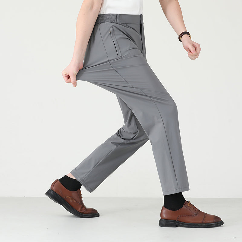 Thomas Stretch Straight Fit Pants | Button Closure Side Pockets Pants