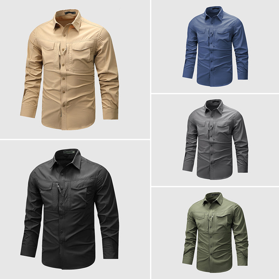 Joshua Regular Fit Utility Shirt | Collared Long Sleeve Utility Shirt