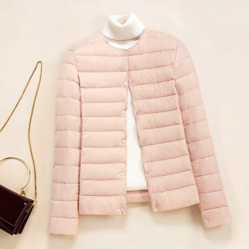 Freya Quilted Jacket | Button Front Collarless Quilted Jacket