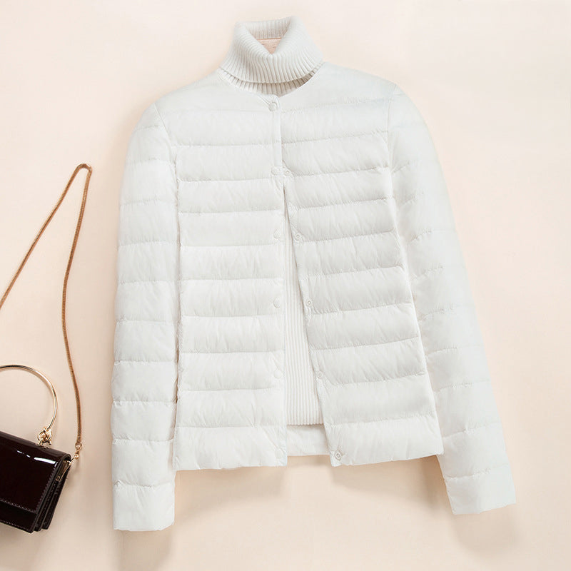 Freya Quilted Jacket | Button Front Collarless Quilted Jacket