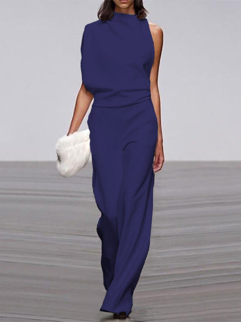 Luxe One-Shoulder Jumpsuit met Wijde Pijpen