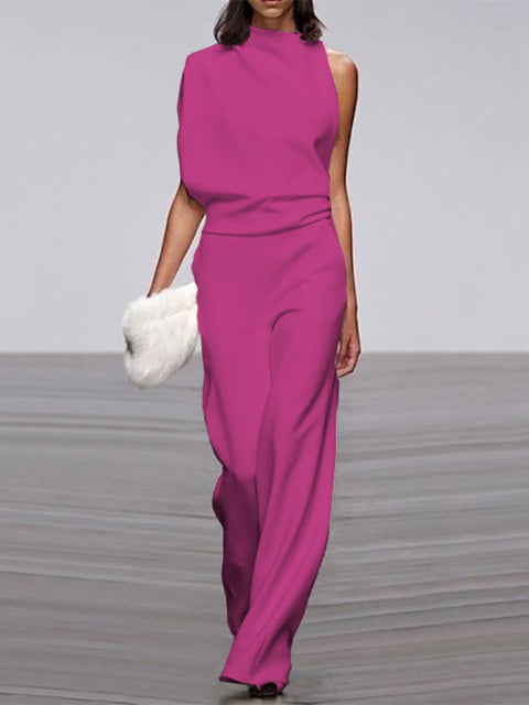 Luxe One-Shoulder Jumpsuit met Wijde Pijpen