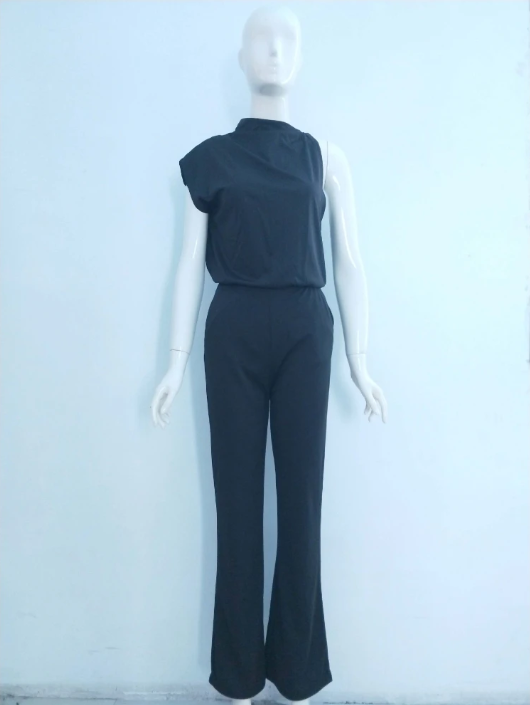 Luxe One-Shoulder Jumpsuit met Wijde Pijpen