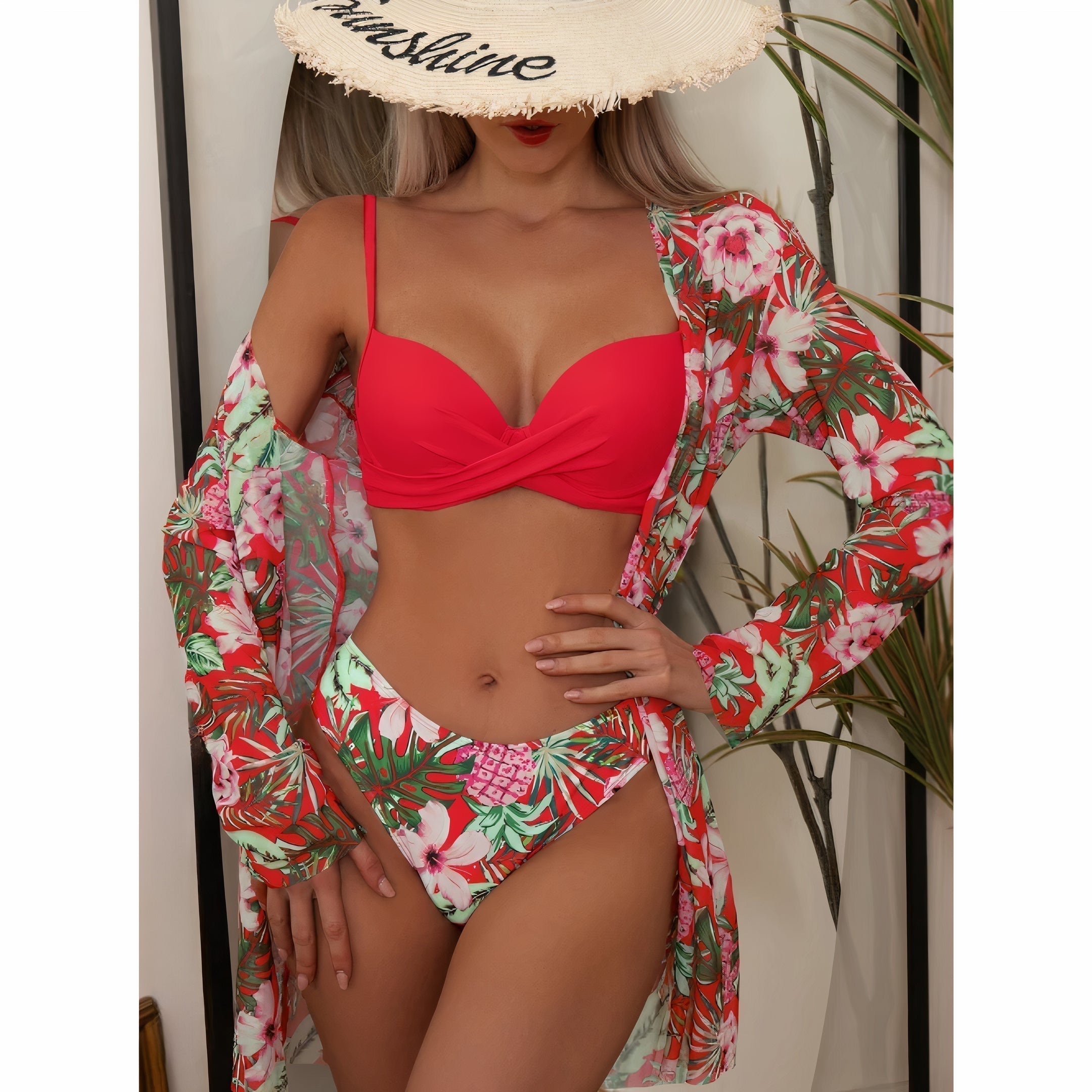 Lyn - 3-Delige Bikini Set met Bloemenprint voor Vrouwen