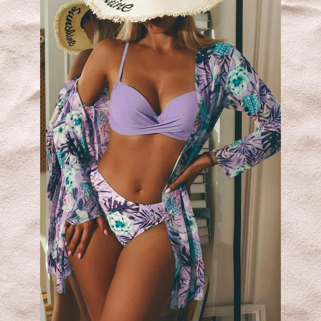 Lyn - 3-Delige Bikini Set met Bloemenprint voor Vrouwen