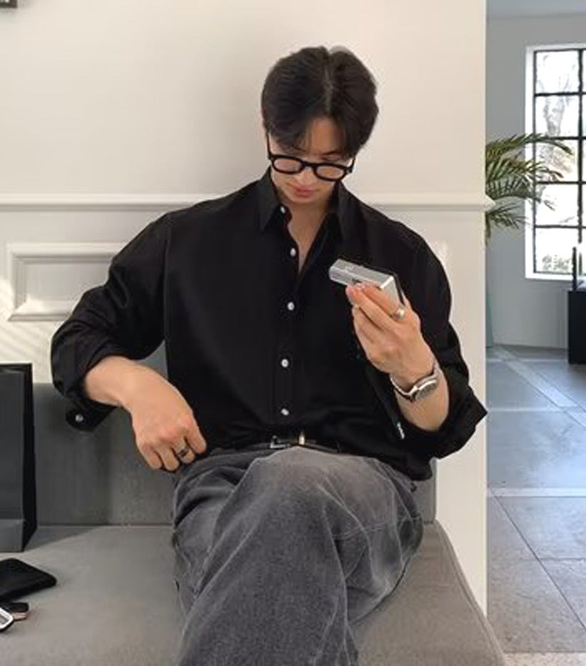 Men's Shirt Long Sleeve – Relaxed Fit – Breathable Natural Material – Casual Buttons