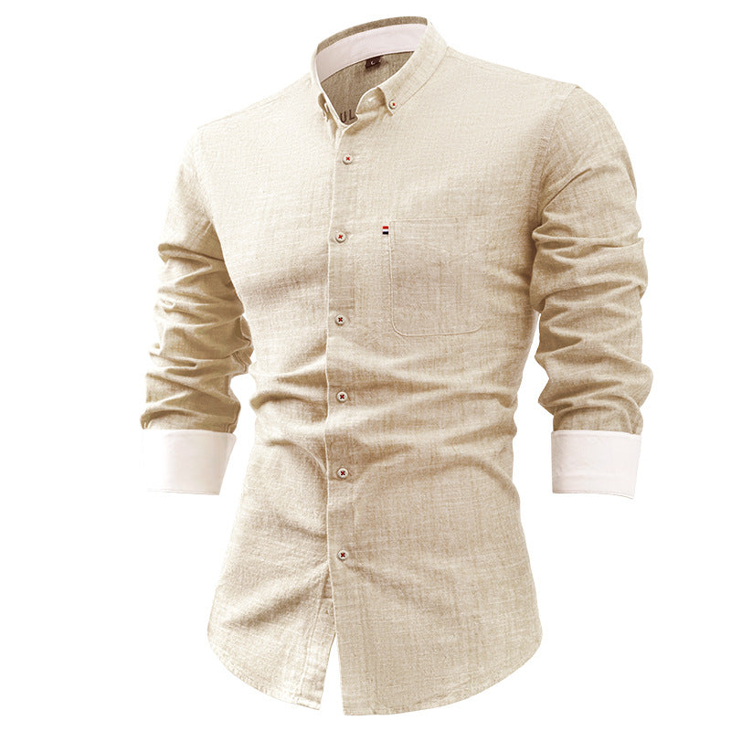 Men's Shirt – Slim Fit – Breathable Natural Fiber – Long Sleeve Pocket Detail