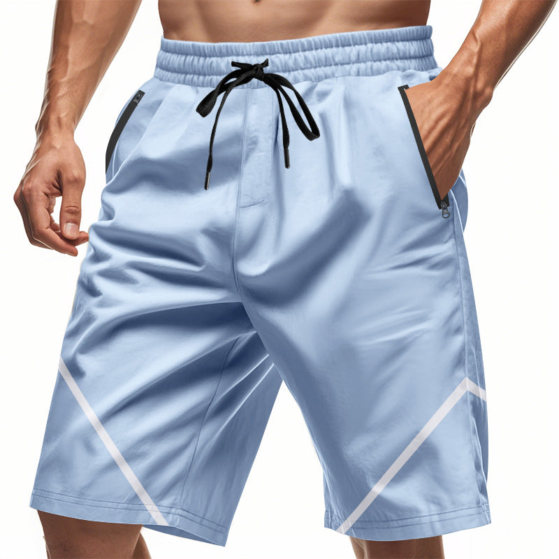 Men's Sport Shorts – Quick-Drying – Loose Fit – Knee-Length – Zipper Pockets – Drawstring
