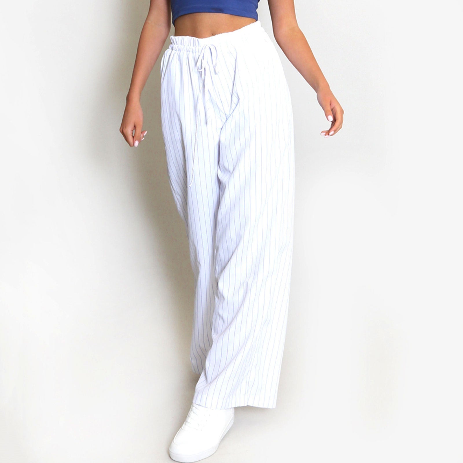 Ladies Pants – Wide Legs – Breathable Material – Drawstring Waist – With Pockets