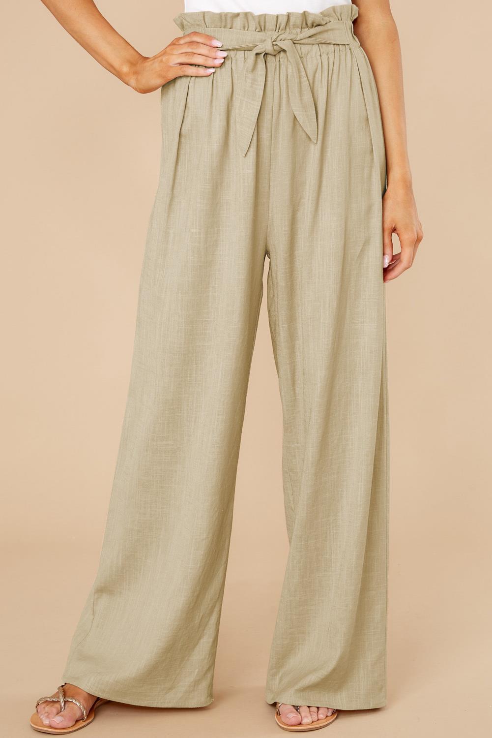 Women's Pants – High Waist – Wide Legs – Elastic Waistband – Breathable Fabric